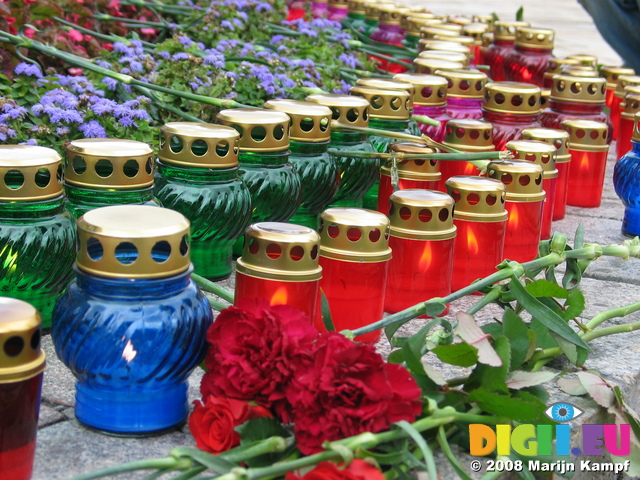 28234 Candles and flowers at famine memorial at St. Michael's Golden-Domed Monastery in Kiev